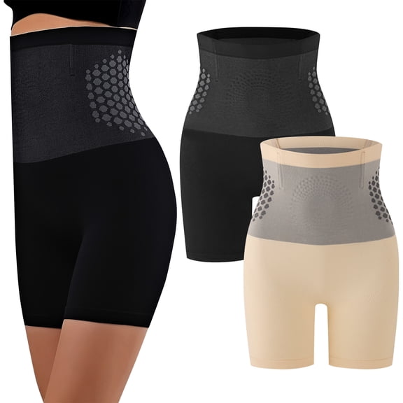 High Waist Tummy Control Shapewear Shorts for Women, Butt Lifting Boyshorts with Thermal Compression - Seamless Sculpting Underwear Beige L