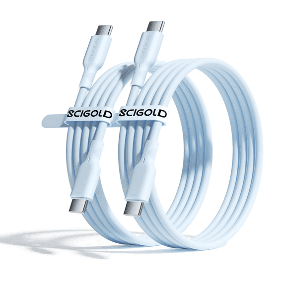 Scigold USB C to USB C Cable (3FT, 2Pack,Blue),100W Super Fast Charging Type-C Cable for Apple and More