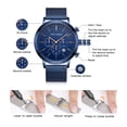 thumbnail image 5 of MINIFOCUS Men's Wrist Watches Luxury Men's Quartz Watch 30m Waterproof Blue Stainless Steel Mesh Strap, 5 of 6
