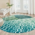 thumbnail image 6 of Wonnitar Sun Print Boho Round Rugs, 4ft Small Round Rug Washable Green Circle Carpet, Soft Non Slip 4 Feet Mid Century Circular Dining Room Carpet for Entryway Bedroom, Teal/Multi, 6 of 10