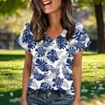 thumbnail image 4 of PNTUTB Women's Summer Fashionable Versatile Print V Neck Pullover Short Sleeve Loose Comfortable T Shirts, 4 of 6