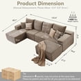 thumbnail image 2 of ODUWA 135" U-Shaped Modular Sectional Sofa, Boneless Cloud Couch for Living Room & Bedroom, Camel, 2 of 7