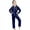 0-Navy363, variant on WOYY Girls Bow Outfits Satin Long Sleeve Button Up Shirt Pants Sleepwear, Sizes 3-4T