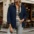 thumbnail image 3 of Women's Button Front Quilted Jacket Collared Loose Fit Comfy Fall Spring Jacket, 3 of 9