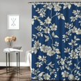 thumbnail image 2 of JEUXUS Spring Flower Chinoiserie Navy Blue Floral Decor Chic Modern Bathroom Decor Shower Curtain Multiple Sizes White, 2 of 7