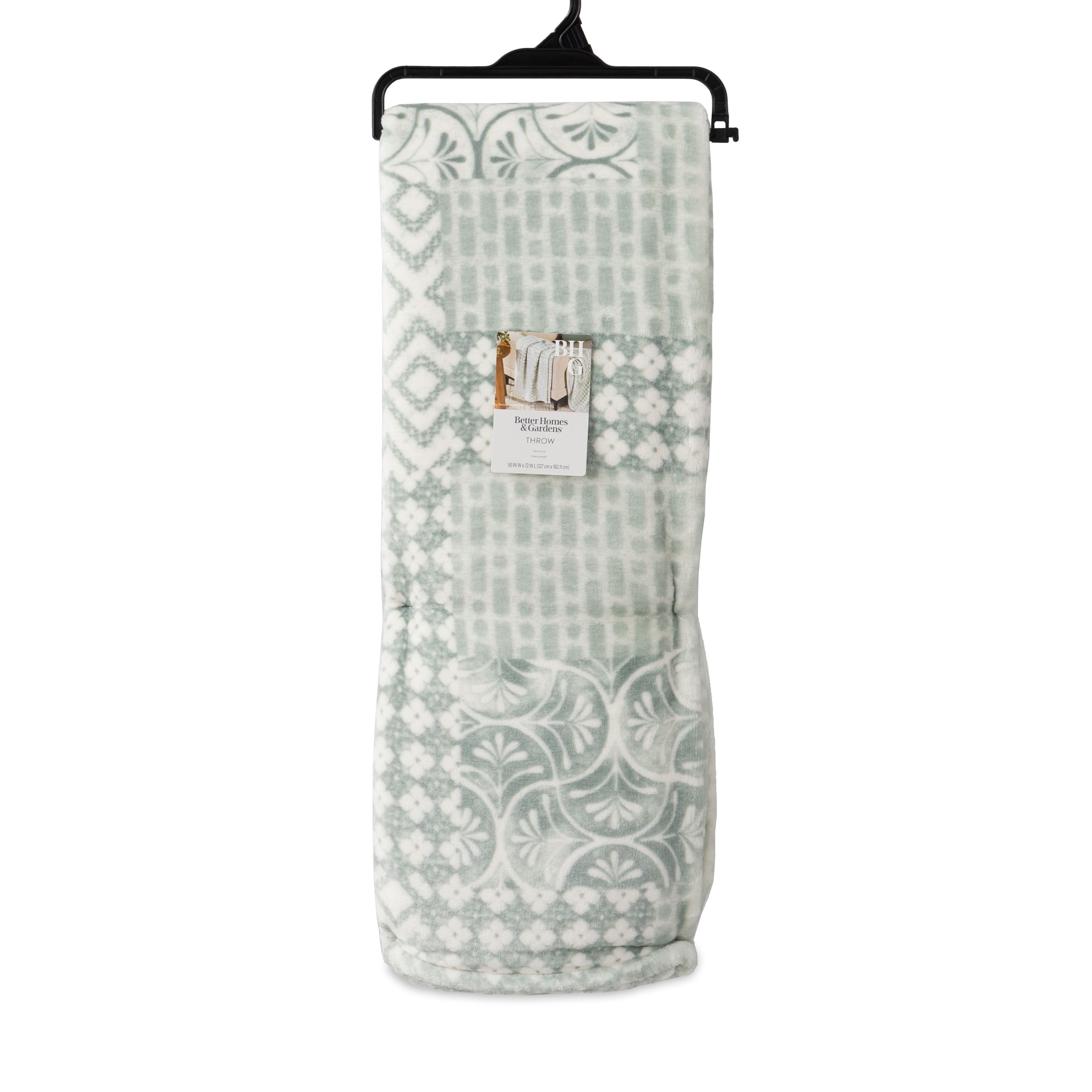 Better Homes & Gardens Printed Velvet Plush Super Soft Throw Blanket, Oversized, Patchwork Geo Green