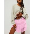 thumbnail image 4 of Women'S Y2k Half Slip Skirt Low Rise Pleated Ruffle LaceTrim Skirt Layered Flowy Short Skirts Underskirt Pink L, 4 of 7