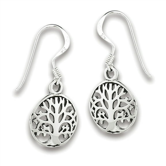 Round Tree Of Life Nature .925 Sterling Silver Branch Out Earrings Jewelry Female Unisex