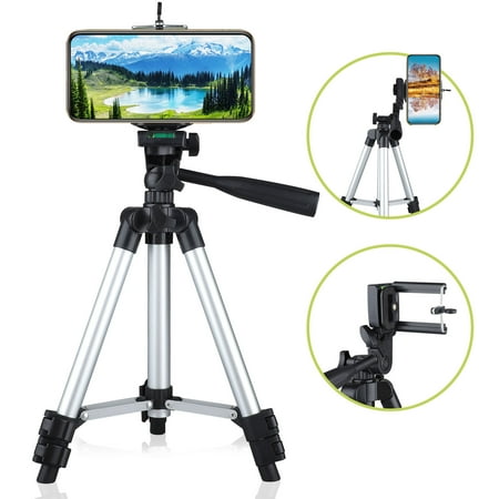 Professional Camera Tripod Stand Mount + Phone Holder for Cell Phone iPhone 11/11 Pro XS XR X 8 7 6 6S Plus Samsung Galaxy Note S10/S10E/ 9/8 S9 S8 S7 S6 Edge(Plus), LG (Best Camera Tripod Brands)