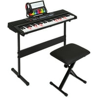 Best Choice Products 61-Key Beginner Electronic Keyboard Musical Instrument Set w/ Teaching Modes, H-Stand, Stool, Music Stand, Headphones, Power Supply - Black