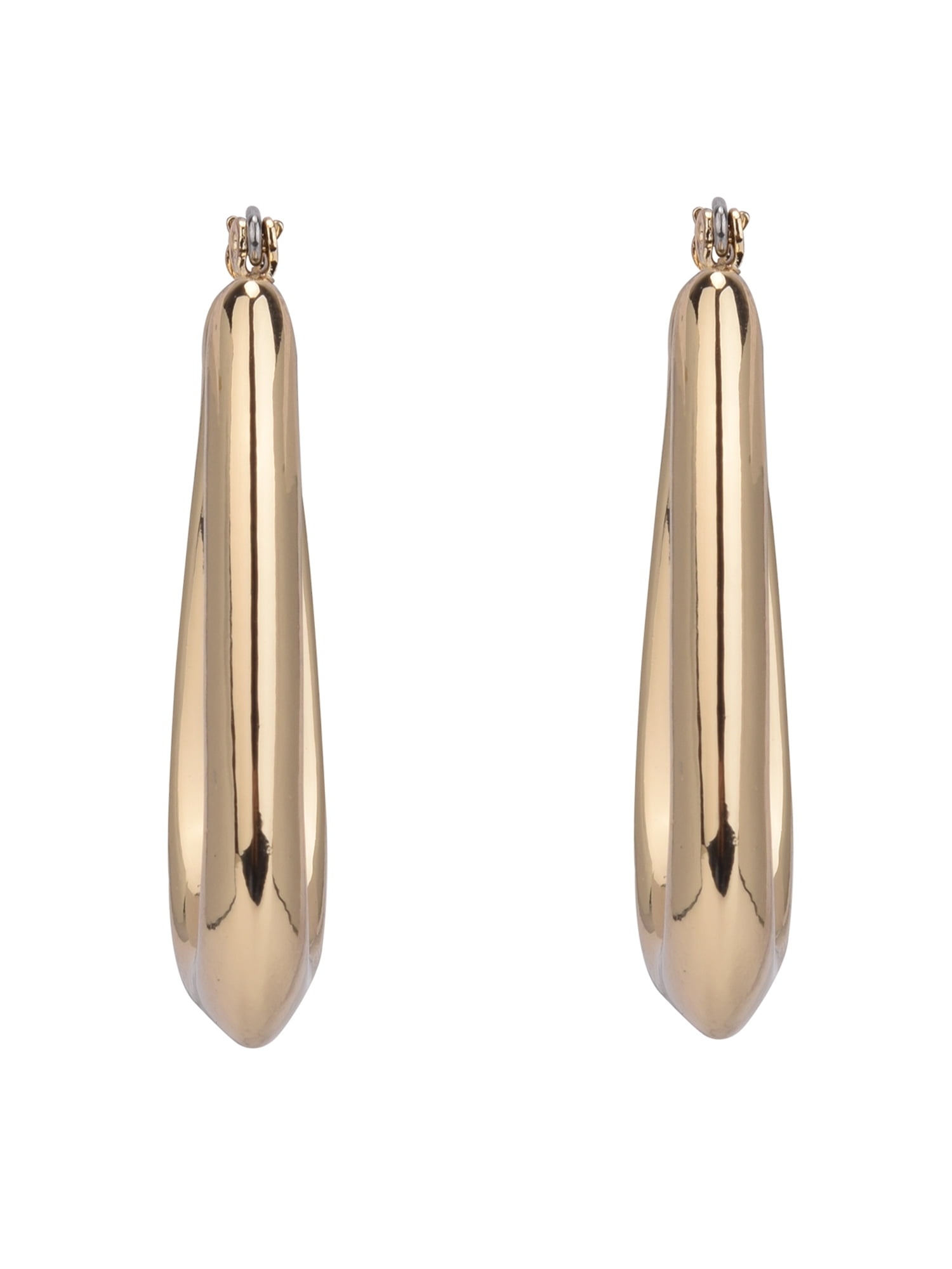 Time and Tru Adult Women's Gold Tone Wide Click Top Metal Hoop Earring
