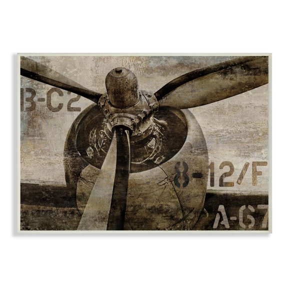 Stupell Industries Airplane Rotor Vintage Wood Texture Design Wall Plaque by Dylan Matthews