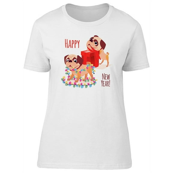 Dogs With A Gift And Lights T-Shirt Women -Image by Shutterstock, Female XX-Large