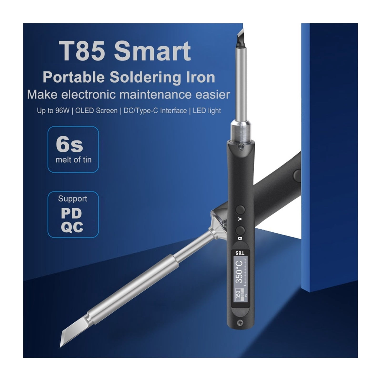 Electric Soldering Iron Kit T85 96W Repair Tool Welding Solder Rework Station Heat Pencil Smart Portable Solder Iron Tips ,Internally Heated