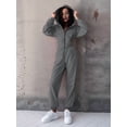 thumbnail image 4 of Women 2 Piece Outfits Zip Up Crop Hoodies SweatPants Lounge Matching Sweat Set Winter Trendy Clothes Grey L, 4 of 9