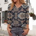 thumbnail image 2 of Towmus Womens Blouses Boho Floral Printed 3/4 Sleeve Shirts Business Work Shirt Dressy Casual Loose Tops, 2 of 5