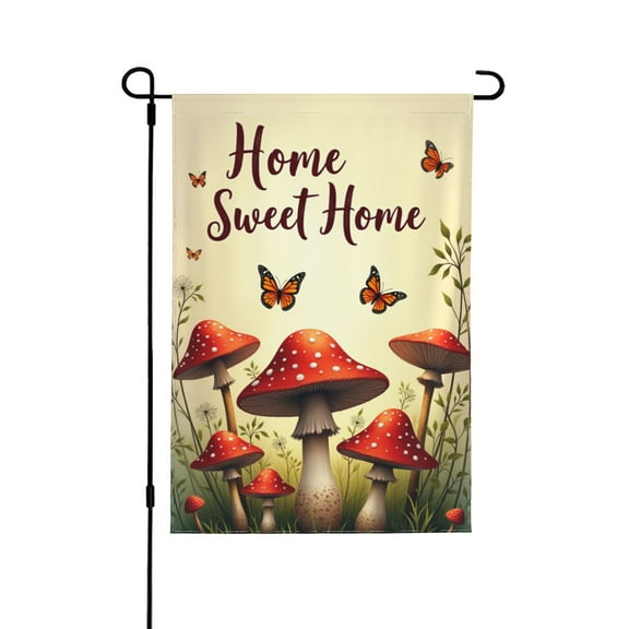 Home Sweet Home Spring Mushrooms Garden Flag 12 X 18 Inch Double Sided, Seasonal Flowers Welcome Yard Outdoor Flag