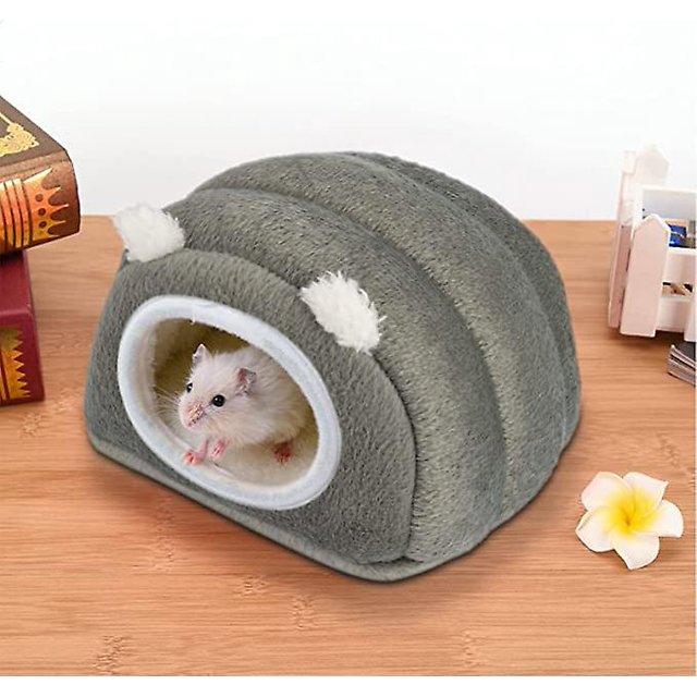 Casa de invierno para hámster, mascota gris, cama acogedora y cálida adecuada para animales pequeños, cama nido de cobaya, erizo, jerbo, rata