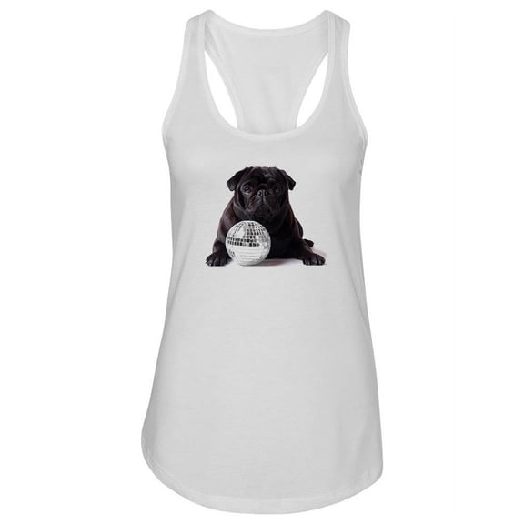 Pug With A Disco Ball Racerback Tank Women -Image by Shutterstock, Female x-Large