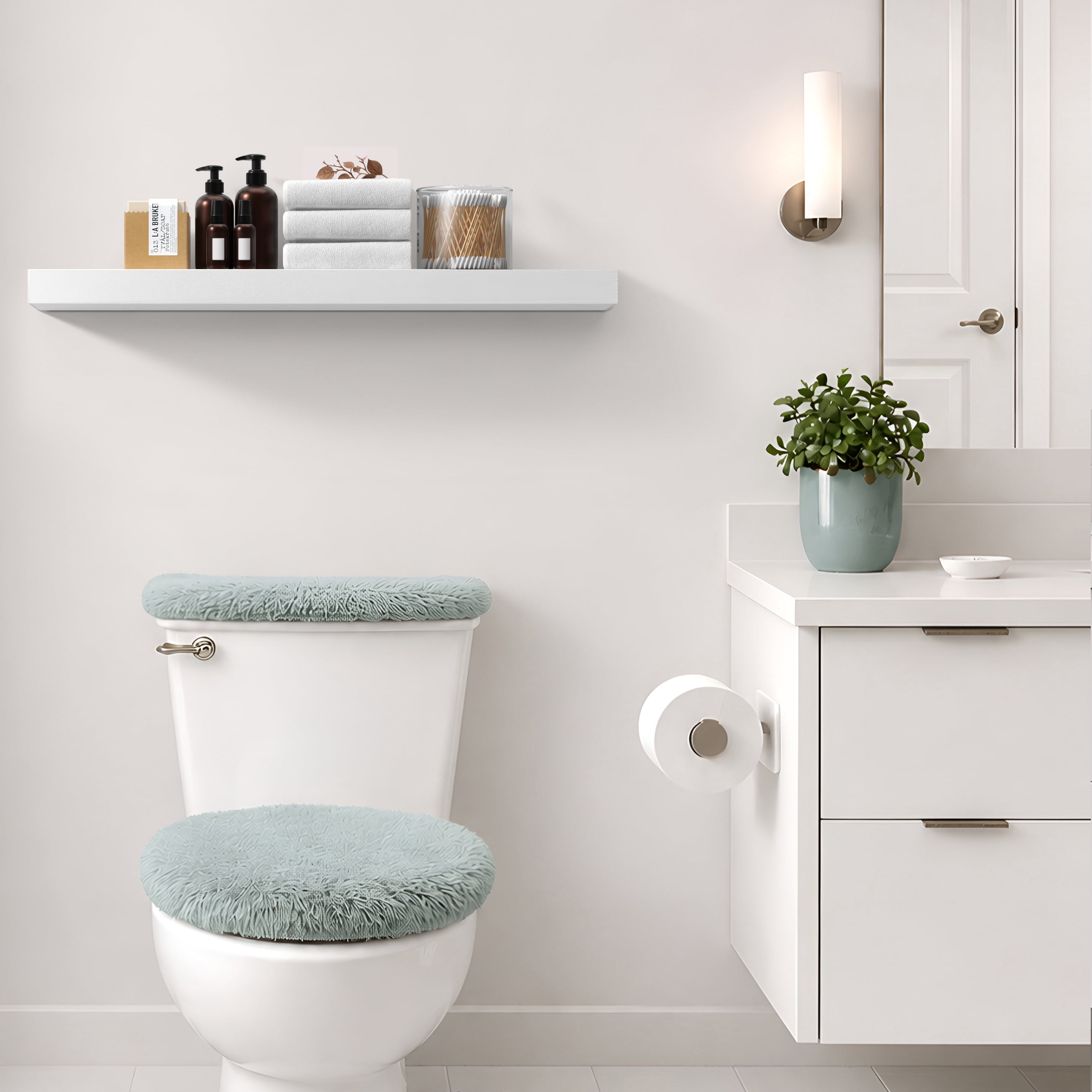 Sorbus 35" Floating Wall Shelf, White, Invisible Brackets, Bathroom, Bedroom & Home Decor