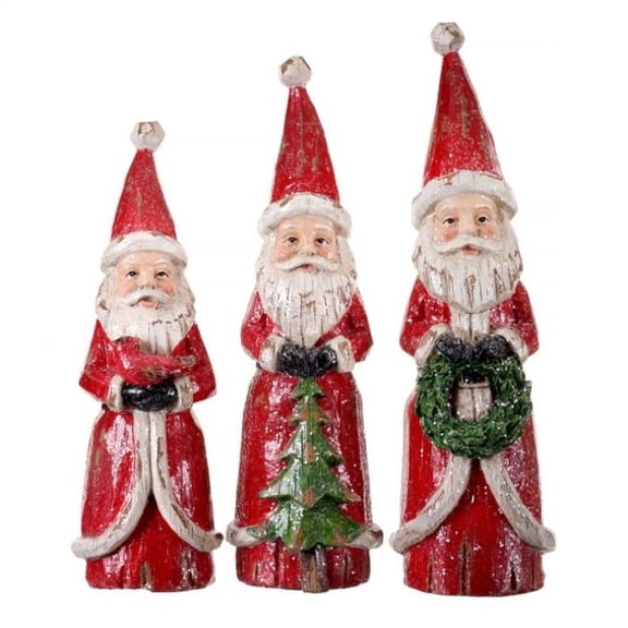 Regency International Wooden Santa Figurine Set, 3 Piece Set