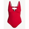 thumbnail image 2 of Time and Tru Women's and Women’s Plus Ribbed Plunge One-Piece Swimsuit, Sizes XS-3X, 2 of 5