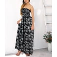 thumbnail image 4 of HAPPY BAY Women's Summer Boho A-Line Slit Maxi Beach Dress Smocked Top Evening Long Strapless Tube Dresses for Women One Size Coal, Allover Palm, 4 of 5
