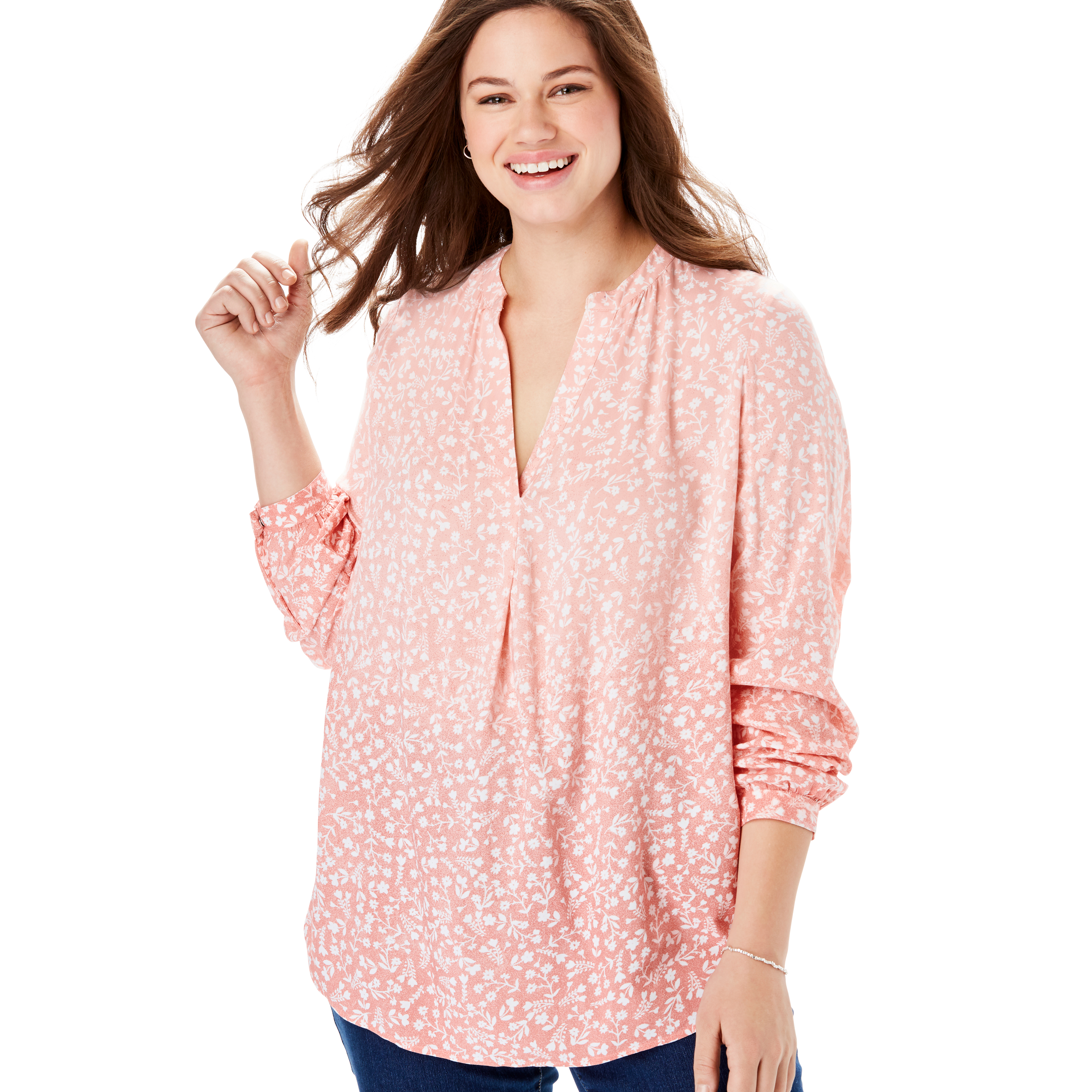 plus size split neck tunic