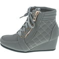 thumbnail image 4 of LINK PEGGY-63K Children Girl's Wedge Heel Lace Up Diamond Shape Quilted Sneakers, 4 of 7