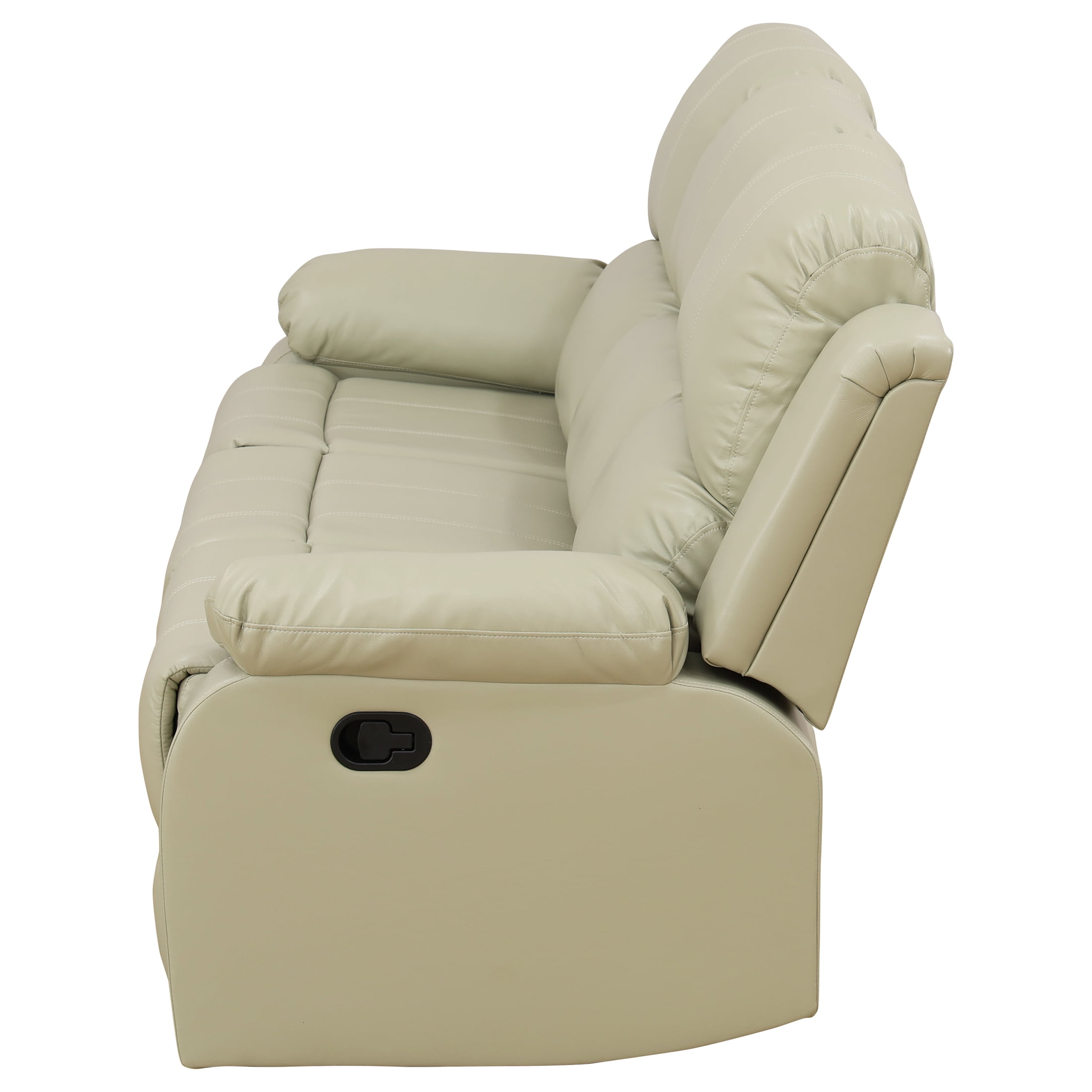 AUKFA 3 Seats Recliner Sofa Chair, Home Theater Sofa with Flipped Backrest and Cupholder, Beige