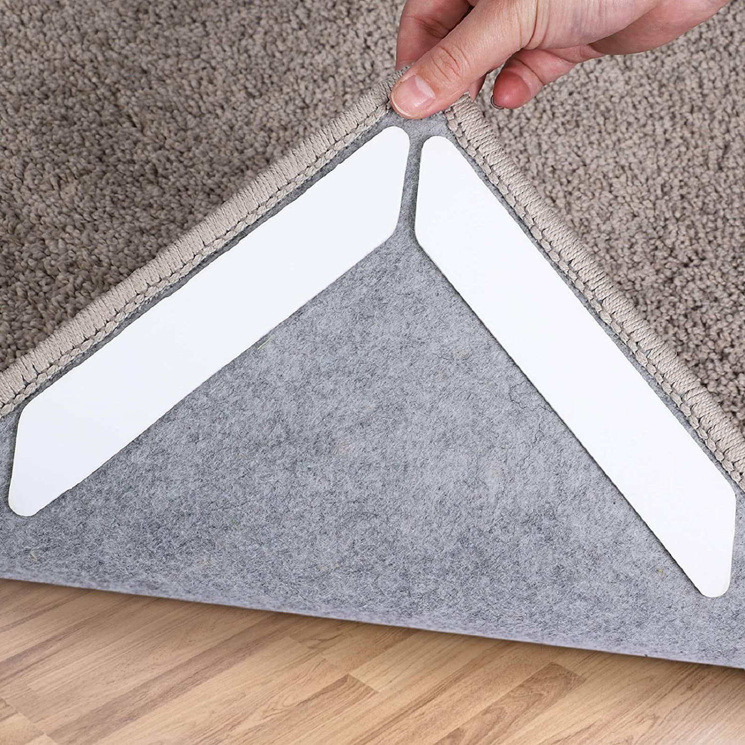 8pcs Reusable Rug Carpet Mat Grippers Anti Slip Rubber Grip Skid Tape Washable 