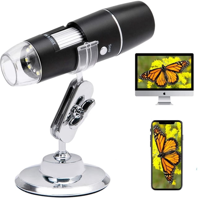 MesaSe WiFi USB Digital Microscope 50x to 1000x Magnification Mini Pocket Handheld Wireless Endoscope 8 LED Metal Stand Compatible with All