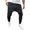Black, variant on Men Harem Pants Solid Color Ankle Tied Streetwear Hip Hop Double Layer Running Baggy Pants for Jogging