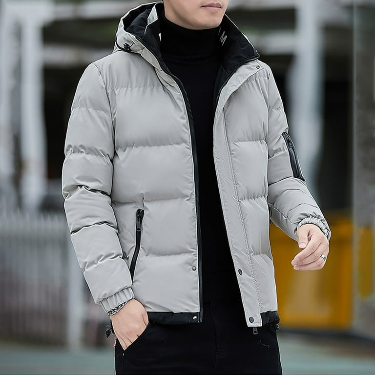 Jackets for Men Casual Zipper Pocket Down Jacket Plus Thickened Coat Jacket  Tops Mens Coats and Jackets
