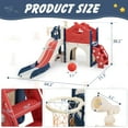 thumbnail image 4 of Kids Slide Playset with Climber, Toddlers Freestanding Castle with Basketball, Storage Area, Tunnel for Indoors and Outdoors, Gift for Children, Red and Blue, 4 of 6