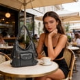thumbnail image 4 of Vintage Faux Leather Handbag Large Capacity Shoulder Bag With Top Handle And Adjustable Strap Convertible Crossbody Satchel For Work Travel Daily Use Stylish Textured Purse Black Brown Gray, 4 of 8
