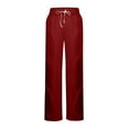 thumbnail image 6 of Sweatpants for Women Wide Leg Elastic Waist Trousers Solid Drawstring Sweatpant With Pockets, 6 of 6