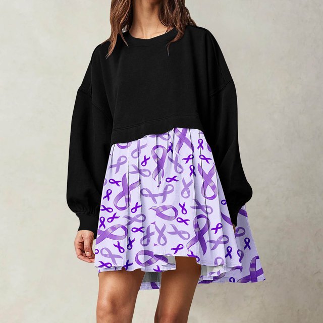 DecSea Robe d'Hiver à Manches Longues pour Femmes Robe Décontractée Longueur Genou Col Rond Côtelé Robes d'Automne