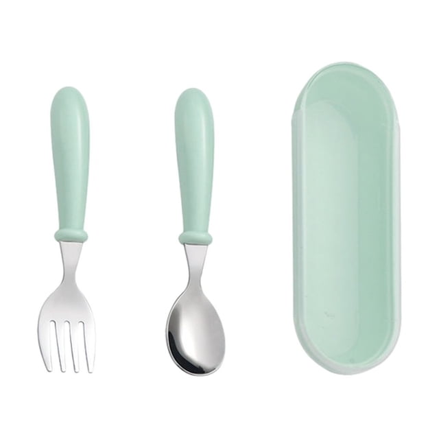 Bewildely Juego de tenedor y cuchara ligero de acero inoxidable para experiencias gastronómicas fáciles de limpiar Mostrada Verde