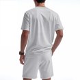 thumbnail image 3 of Eres Más Que una Prueba Puntuación Camisa Hombres Moda Cordón de Color Sólido Manga Corta Blusas con Cuello en V Conjunto de Cintura Elástica, 3 of 6