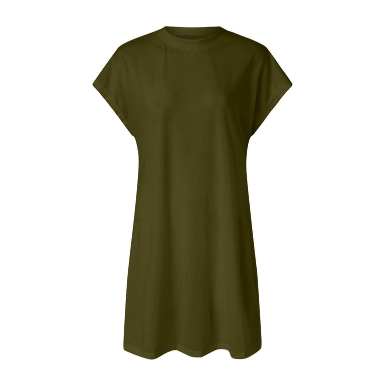 slim fit dress slacks Drawstring Waist T-shirt Dress in Army Green – First Stitch main image 1