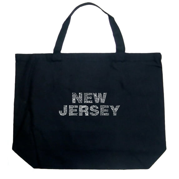 LA Pop Art Large Word Art Tote Bag - NEW JERSEY NEIGHBORHOODS