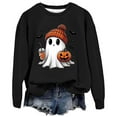 thumbnail image 2 of DDAPJ pyju Halloween Ghost Sweatshirt Women Spooky Season Sweatshirts Novelty Print Crewneck Long Sleeve Pullover Tops Black S, 2 of 3
