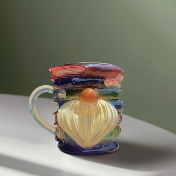 Taza con Forma de Pila de Libros Enana Pintada | Taza de Libro Pintada a Mano para Amantes de Los Libros | Regalo Literario Único | Mini Biblioteca | 1 Unidad