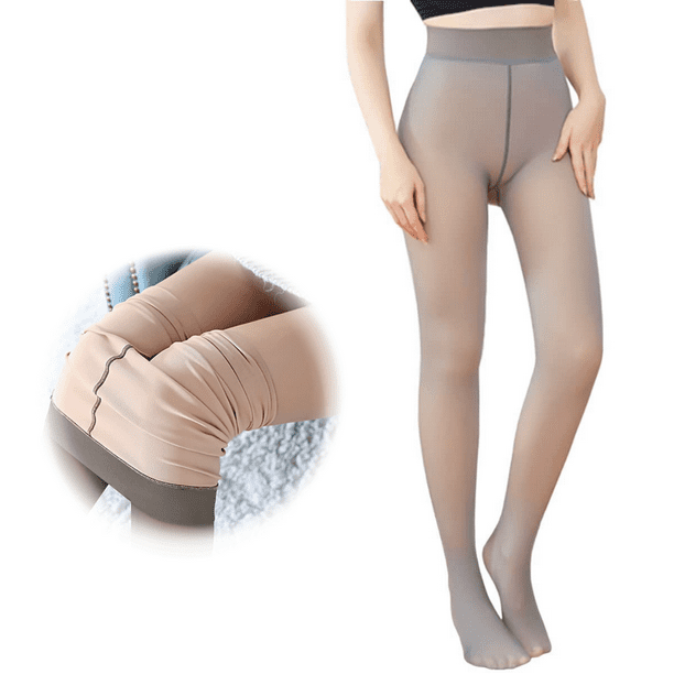 Fake Translucent Warm Pantyhose See Through Thermal Winter Tights Lined Translucent Leggings Flawless - Walmart.com