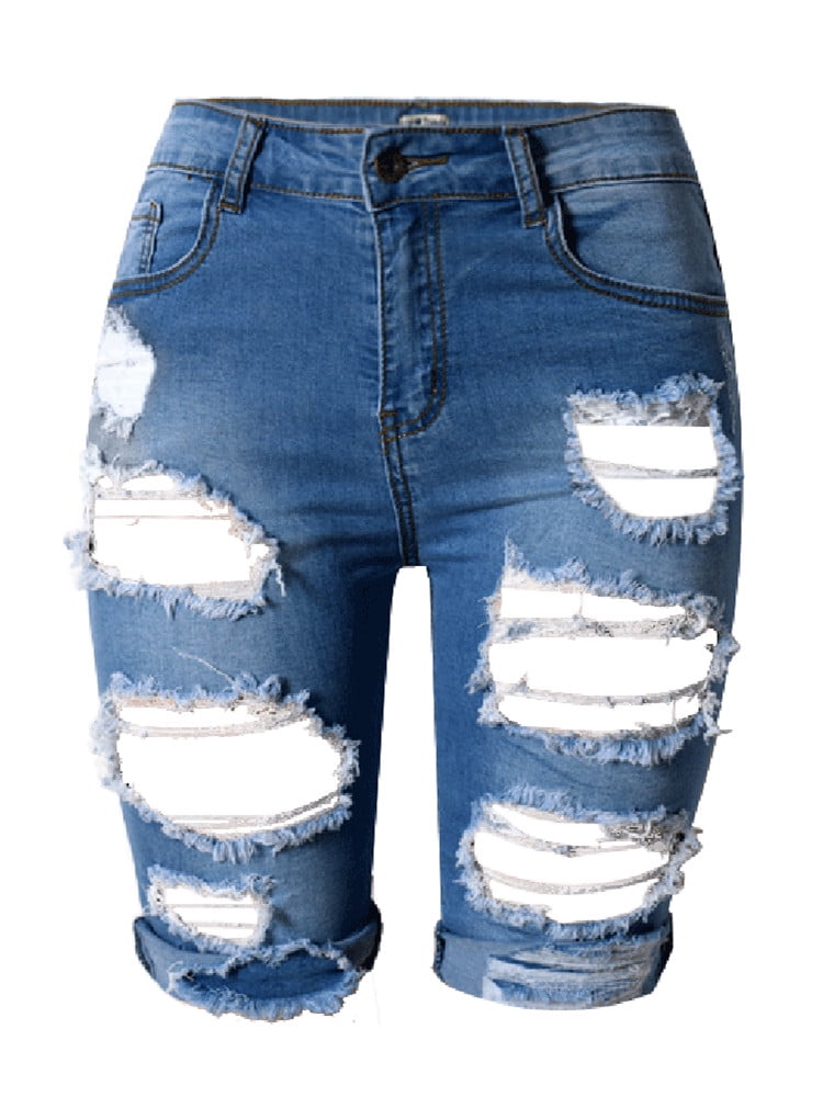 jean capris with holes