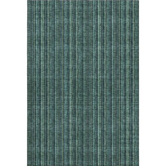 HomeRoots 677589 8 x 10 ft. Teal & Mint Green Striped Washable Machine Made Rectangle Area Rug with UV Protection