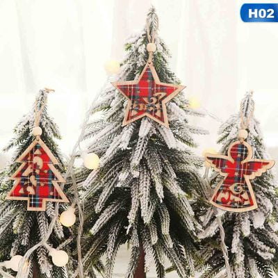 KABOER New Wooden Angel Round Five-pointed Star Christmas Tree Hollow Pendant Christmas Decorations