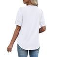 thumbnail image 6 of WIHOLL Womens Tops Vneck Puff Sleeve Buttons Summer Ladies Shirts Plus Size Blouses Dressy Casual Spring Outfits, 6 of 11