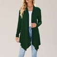 thumbnail image 2 of Ediodpoh Women Fashion Long Sleeve Cardigan for Women Autumn Lightweight Open Front Draped Mid Long Asymmetric Coat Dark Green XL, 2 of 5